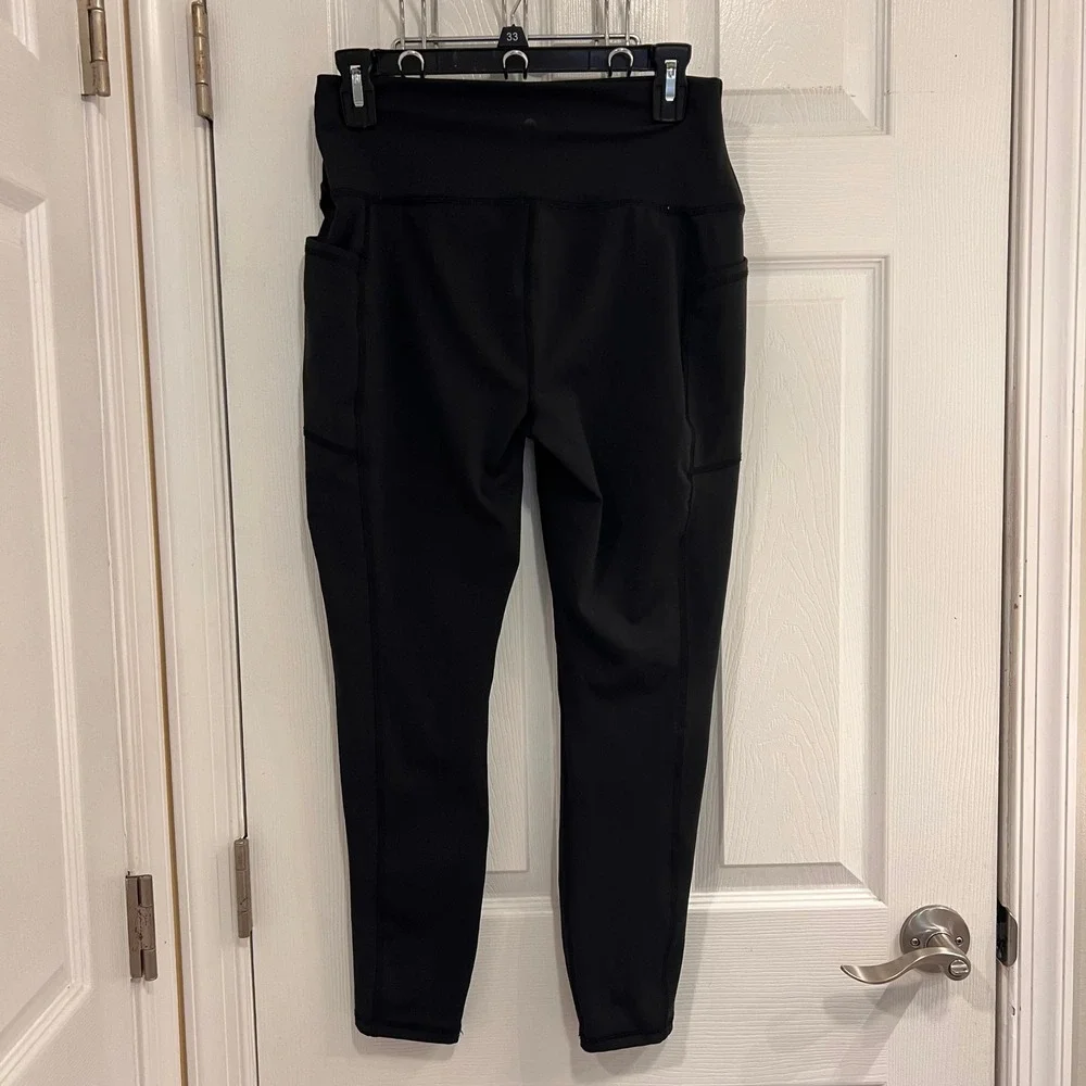 RBX Womens‎ High Waist Active Leggings with Side Pockets Black Size Large